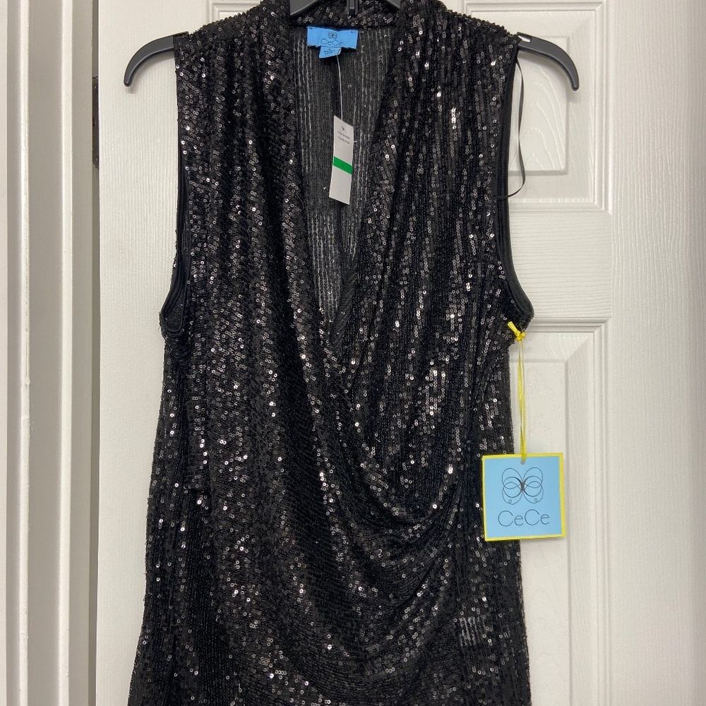 NWT Cowl Wrap sequin Top